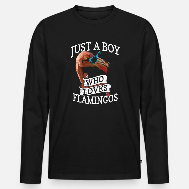 Flamingo Geschenk - Männer Premium Bio Langarmshirt - Schwarz