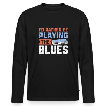 Mundharmonika Instrument - Männer Premium Bio Langarmshirt - Schwarz - Vorne - Nico (187cm)