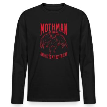 Mothman Geschenk - Männer Premium Bio Langarmshirt - Schwarz - Vorne - Nico (187cm)
