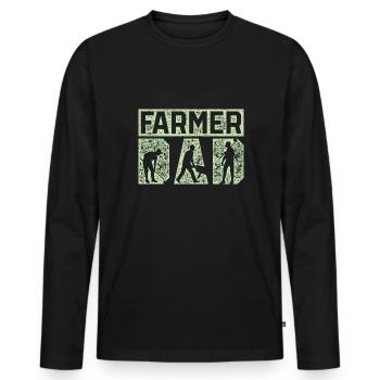 Bauer Papa Landwirt - Männer Premium Bio Langarmshirt - Schwarz - Vorne - Nico (187cm)