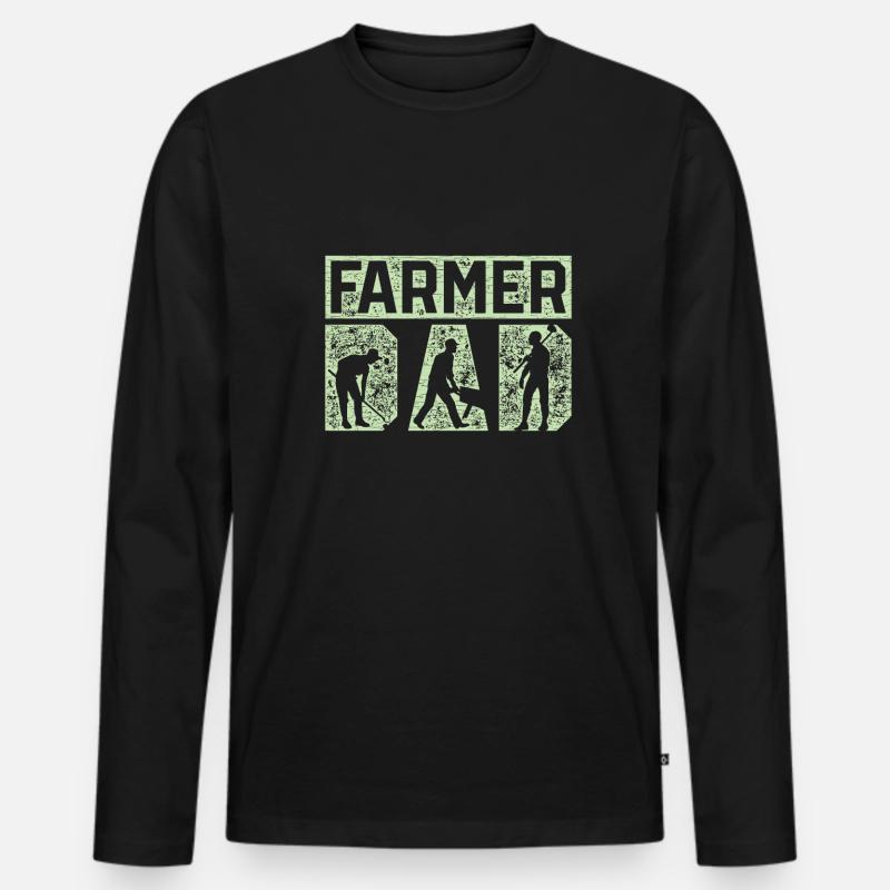 Bauer Papa Landwirt - Männer Premium Bio Langarmshirt - Schwarz