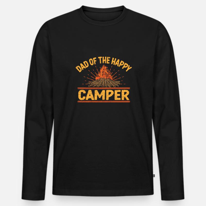 Papa Camper Camping - Männer Premium Bio Langarmshirt - Schwarz