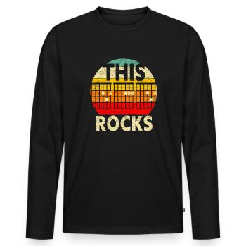 Papa Musiker Geschenk Bassgitarre Rock Musik - Männer Premium Bio Langarmshirt - Schwarz - Vorne - Nico (187cm)