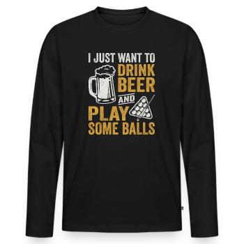 Billard Bier Billardkugel Billardspieler - Männer Premium Bio Langarmshirt - Schwarz - Vorne - Nico (187cm)