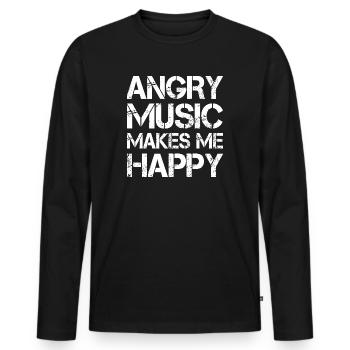 Angry Music Makes Me Happy Metal Music Metalhead - Männer Premium Bio Langarmshirt - Schwarz - Vorne - Nico (187cm)