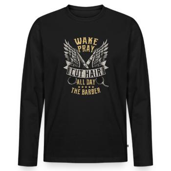 Barber Friseur Geschenk Friseuse Friseurin - Männer Premium Bio Langarmshirt - Schwarz - Vorne - Nico (187cm)