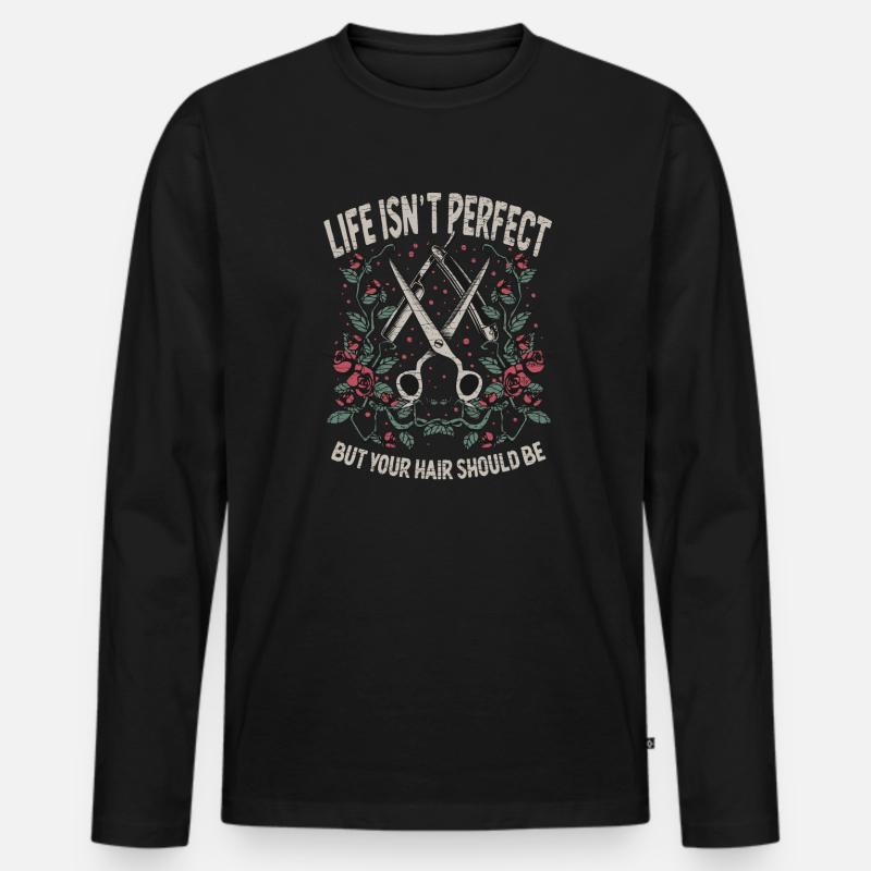 Friseur Barber Friseuse Friseurin - Männer Premium Bio Langarmshirt - Schwarz