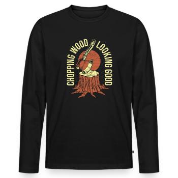 Lumberjack Holzfäller - Männer Premium Bio Langarmshirt - Schwarz - Vorne - Nico (187cm)