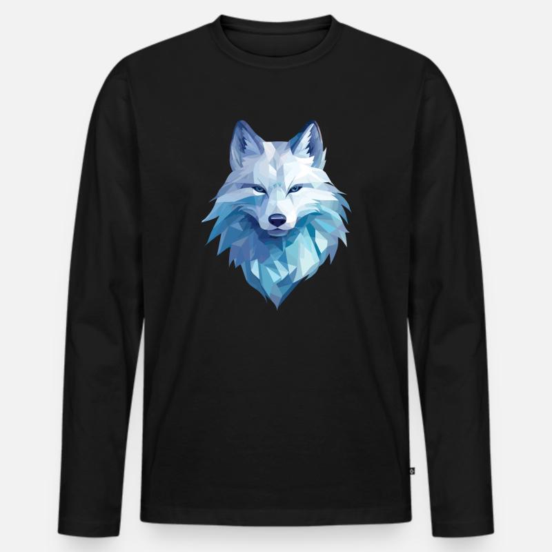 Polarfuchs im Polygon Stil - Männer Premium Bio Langarmshirt - Schwarz
