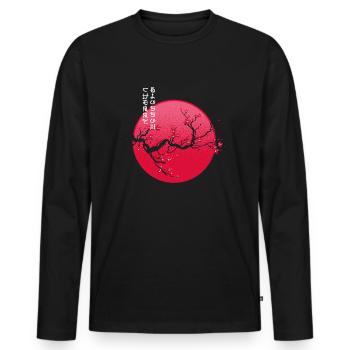 Cherry Blossom Aesthetic 80s Vaporwave - Männer Premium Bio Langarmshirt - Schwarz - Vorne - Nico (187cm)