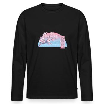 Cherry Blossom Kirschblüte Sakura Flower - Männer Premium Bio Langarmshirt - Schwarz - Vorne - Nico (187cm)