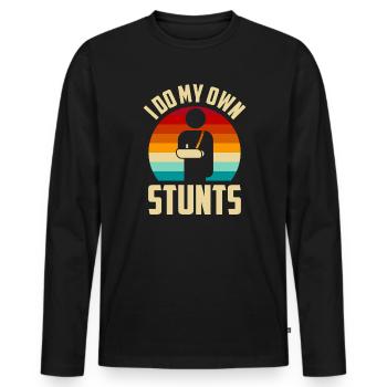 Armverletzung Geschenk Extremsport - Männer Premium Bio Langarmshirt - Schwarz - Vorne - Nico (187cm)