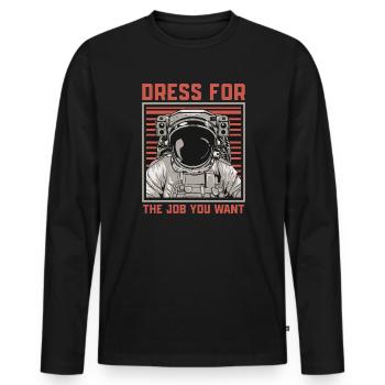 Astronaut Raumfahrt Geschenk - Männer Premium Bio Langarmshirt - Schwarz - Vorne - Nico (187cm)