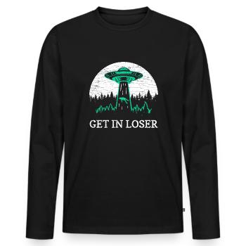Ufo Alien - Männer Premium Bio Langarmshirt - Schwarz - Vorne - Nico (187cm)
