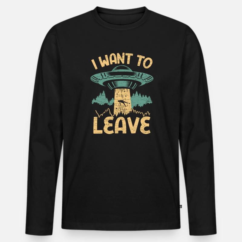 Alien Abduction Ufo Geschenk - Männer Premium Bio Langarmshirt - Schwarz