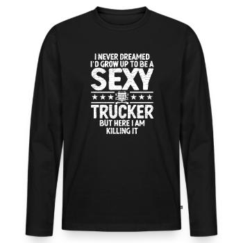 LKW Fahrer Trucker Lastwagen - Männer Premium Bio Langarmshirt - Schwarz - Vorne - Nico (187cm)