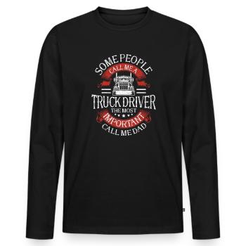 Trucker Lastwagen Papa LKW - Männer Premium Bio Langarmshirt - Schwarz - Vorne - Nico (187cm)