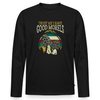 Pilze Morchel Pilzesammler - Männer Premium Bio Langarmshirt - Schwarz - Vorne - Nico (187cm)