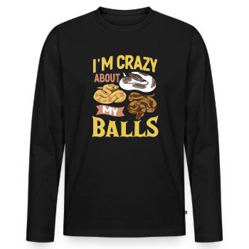 Königspython Ball Python Geschenk - Männer Premium Bio Langarmshirt - Schwarz - Vorne - Nico (187cm)