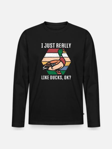 Retro Ente - Männer Premium Bio Langarmshirt - Schwarz