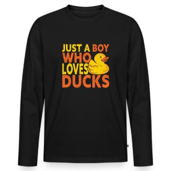 Ente Gummiente Badeente - Männer Premium Bio Langarmshirt - Schwarz - Vorne - Nico (187cm)