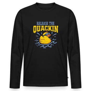 Badeente Gummiente - Männer Premium Bio Langarmshirt - Schwarz - Vorne - Nico (187cm)