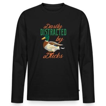 Entchen Geschenk Ente - Männer Premium Bio Langarmshirt - Schwarz - Vorne - Nico (187cm)