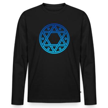 Siegel Salomo, Davidstern, Hexagramm, Amulett - Männer Premium Bio Langarmshirt - Schwarz - Vorne - Nico (187cm)