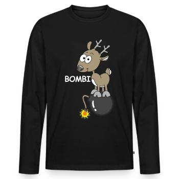 Bombi Deer, funny pictures, explosive - Men's Premium Organic Long Sleeve Shirt - black - Front - Nico (187cm)