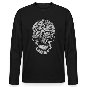 Swirly Skull (grau) - Männer Premium Bio Langarmshirt - Schwarz - Vorne - Nico (187cm)