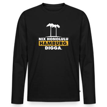 Nix Honolulu Hamburg digga - Hamburg Palmen Sommer - Männer Premium Bio Langarmshirt - Schwarz - Vorne - Nico (187cm)