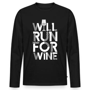 De course Pour le vin Vins Vignes - T-shirt manches longues Premium bio Homme - noir - Devant - Nico (187cm)