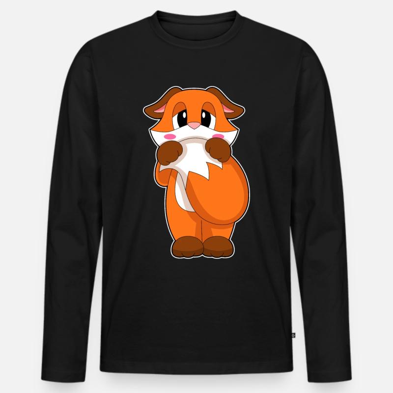 Fuchs Schüchtern - Männer Premium Bio Langarmshirt - Schwarz