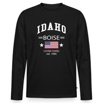 Idaho - Männer Premium Bio Langarmshirt - Schwarz - Vorne - Nico (187cm)