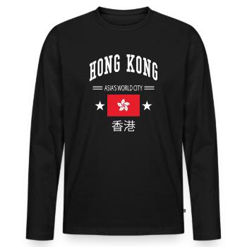Hong Kong - Men's Premium Organic Long Sleeve Shirt - black - Front - Nico (187cm)