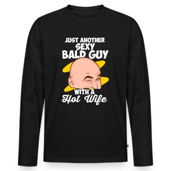 Just another sexy bald guy with hot wife baldness - Men's Premium Organic Long Sleeve Shirt - black - Front - Nico (187cm)