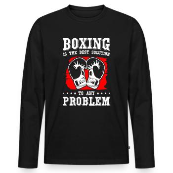 La boxe est la meilleure solution à n’importe quel problème - T-shirt manches longues Premium bio Homme - noir - Devant - Nico (187cm)