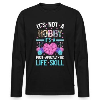 Stricken ist eine Lebenseinstellung - Männer Premium Bio Langarmshirt - Schwarz - Vorne - Nico (187cm)