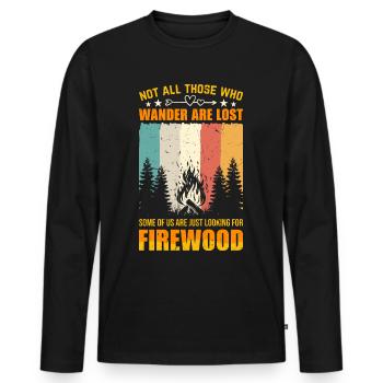 Wandern - nicht alle, die wandern, sind verloren! - Männer Premium Bio Langarmshirt - Schwarz - Vorne - Nico (187cm)