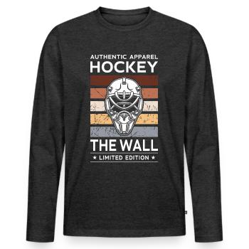 Hockey the Wall - Männer Premium Bio Langarmshirt - Anthrazit meliert - Vorne - Nico (187cm)