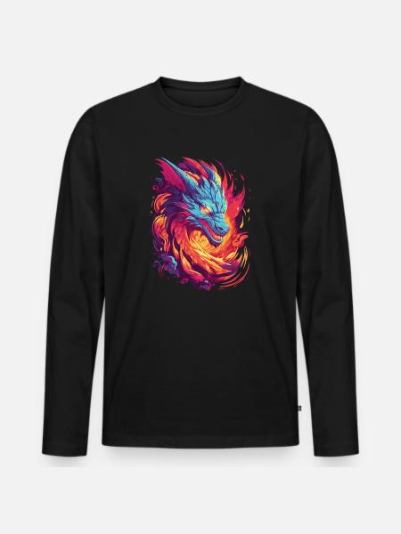 Fire Dragon - Men's Premium Organic Long Sleeve Shirt - black