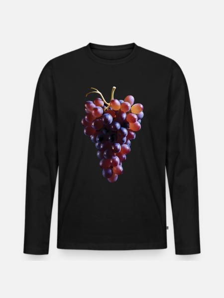 Trauben Obst Geschenk - Männer Premium Bio Langarmshirt - Schwarz