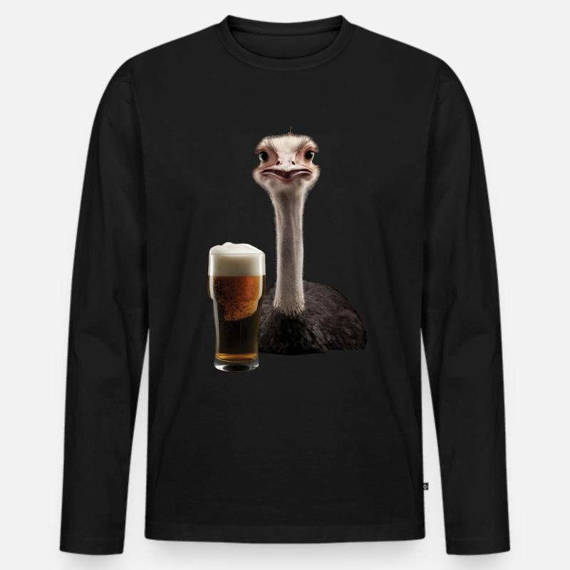 Strauß Bier - Männer Premium Bio Langarmshirt - Schwarz