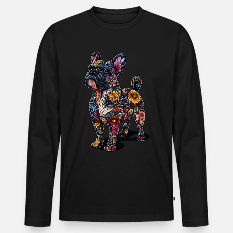 Bulldogge - Männer Premium Bio Langarmshirt - Schwarz