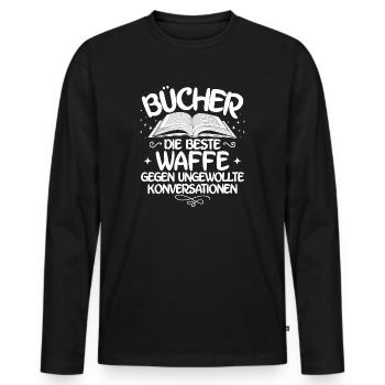 Buch Lesen Bücher Leser Leseratte Bücherwurm - Männer Premium Bio Langarmshirt - Schwarz - Vorne - Nico (187cm)
