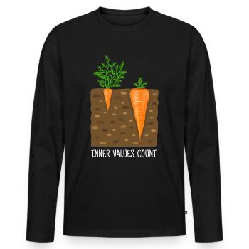 Karotte, Karotten, Möhre, innere Werte, Vergleich - Männer Premium Bio Langarmshirt - Schwarz - Vorne - Nico (187cm)