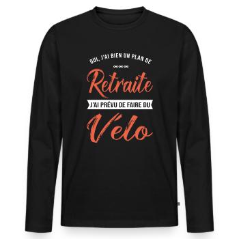 vélo retraité cadeau homme plan retraite cyclisme - T-shirt manches longues Premium bio Homme - noir - Devant - Nico (187cm)