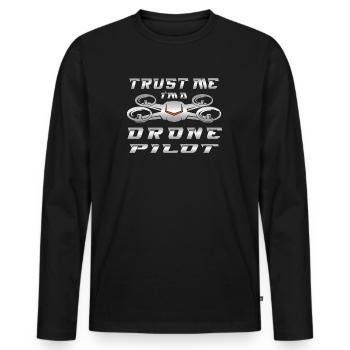 Drone Drones Drone Flight Drone Pilot - T-shirt manches longues Premium bio Homme - noir - Devant - Nico (187cm)