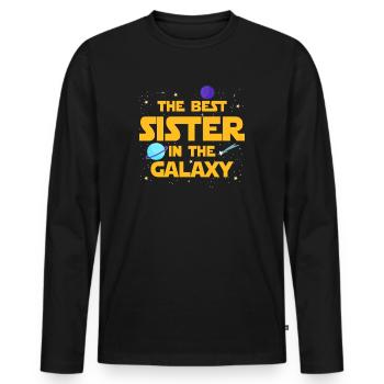 Die beste Schwester der Galaxis - Männer Premium Bio Langarmshirt - Schwarz - Vorne - Nico (187cm)