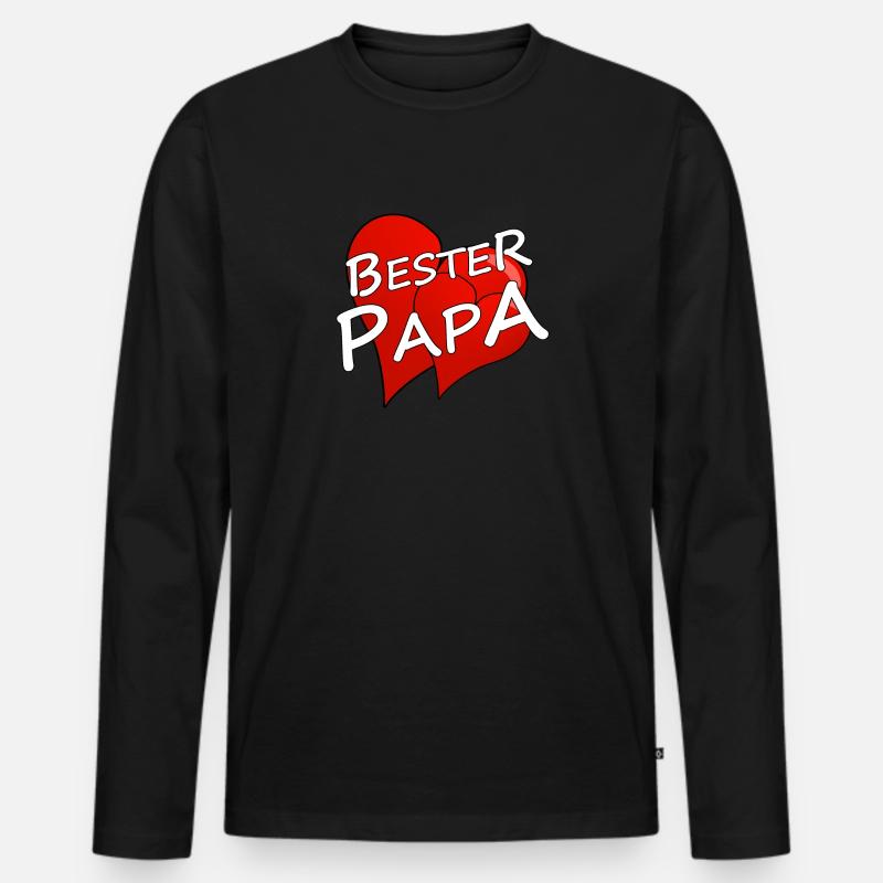 BESTER PAPA - Männer Premium Bio Langarmshirt - Schwarz